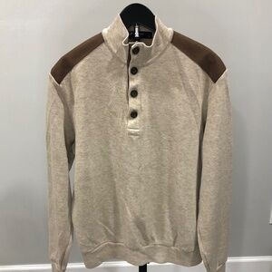 Crémieux Classics Henley Pullover Sweatshirt- Beige\Brown- Men's Medium